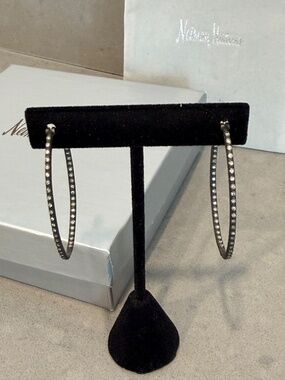 Armenta Diamond and Blackened Sterling Silver Oval Hoops